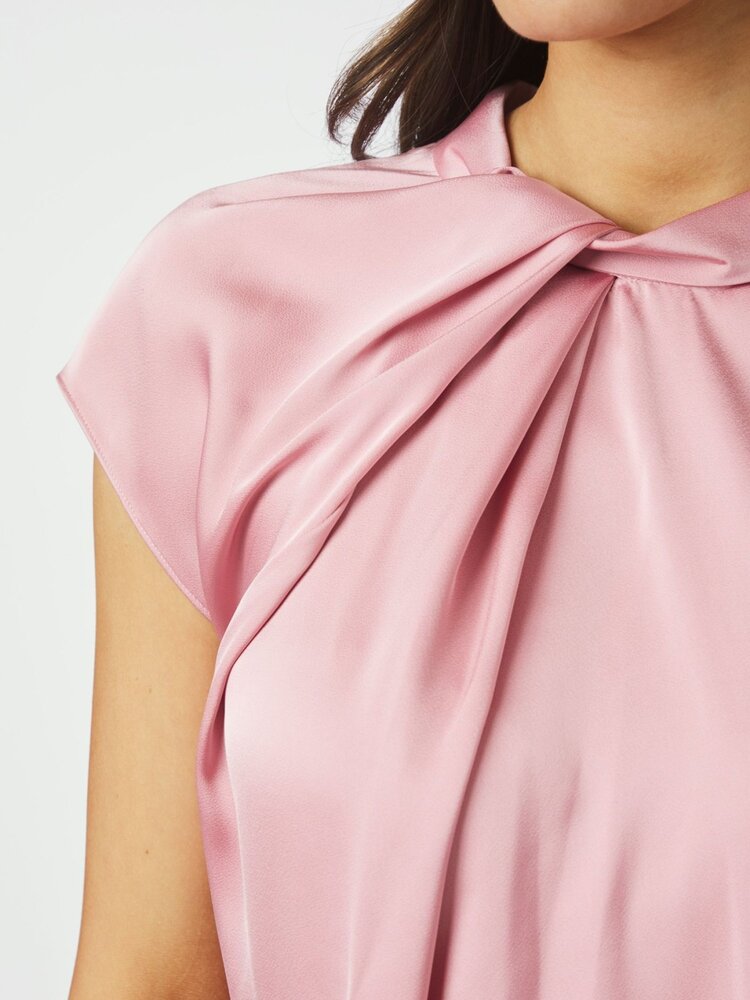 Neo Noir Fleur Drapy Satin Blouse Light Pink
