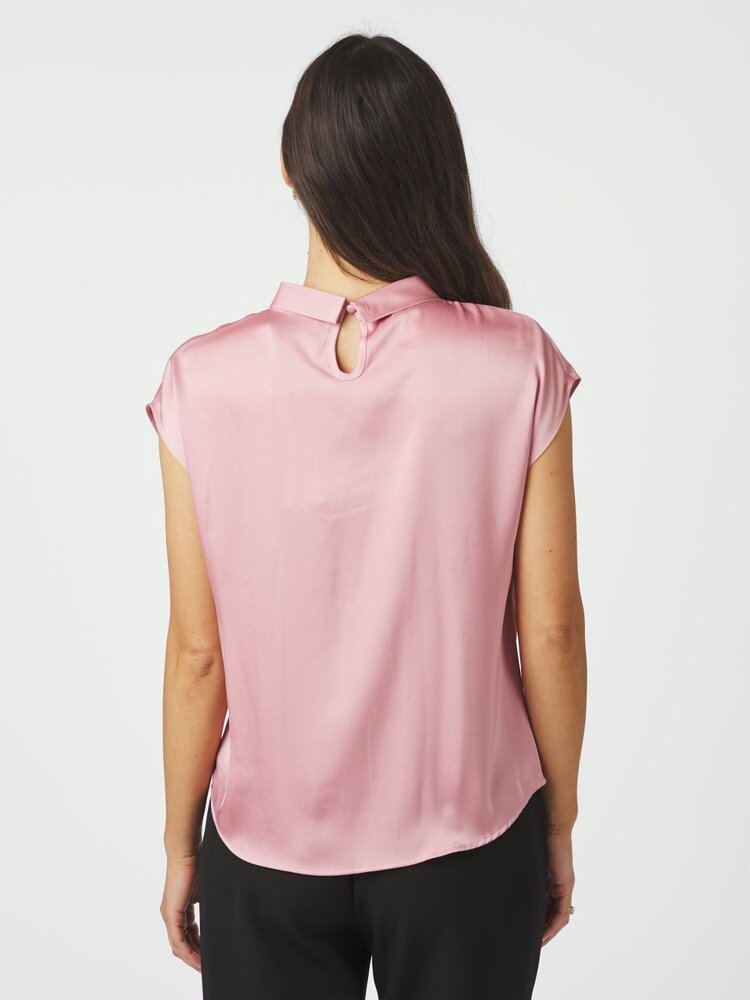 Neo Noir Fleur Drapy Satin Blouse Light Pink