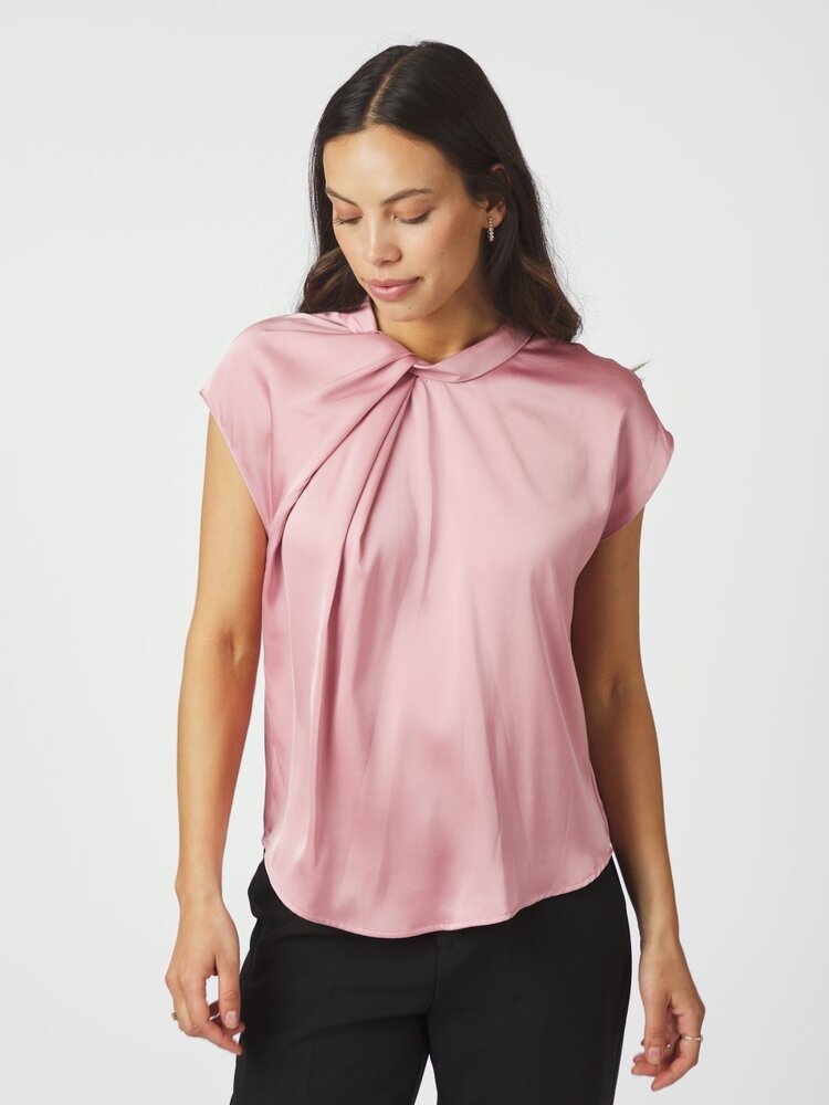 Neo Noir Fleur Drapy Satin Blouse Light Pink