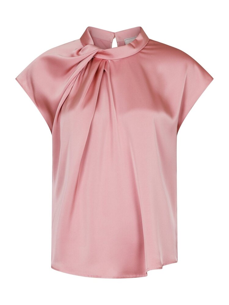 Neo Noir Fleur Drapy Satin Blouse Light Pink