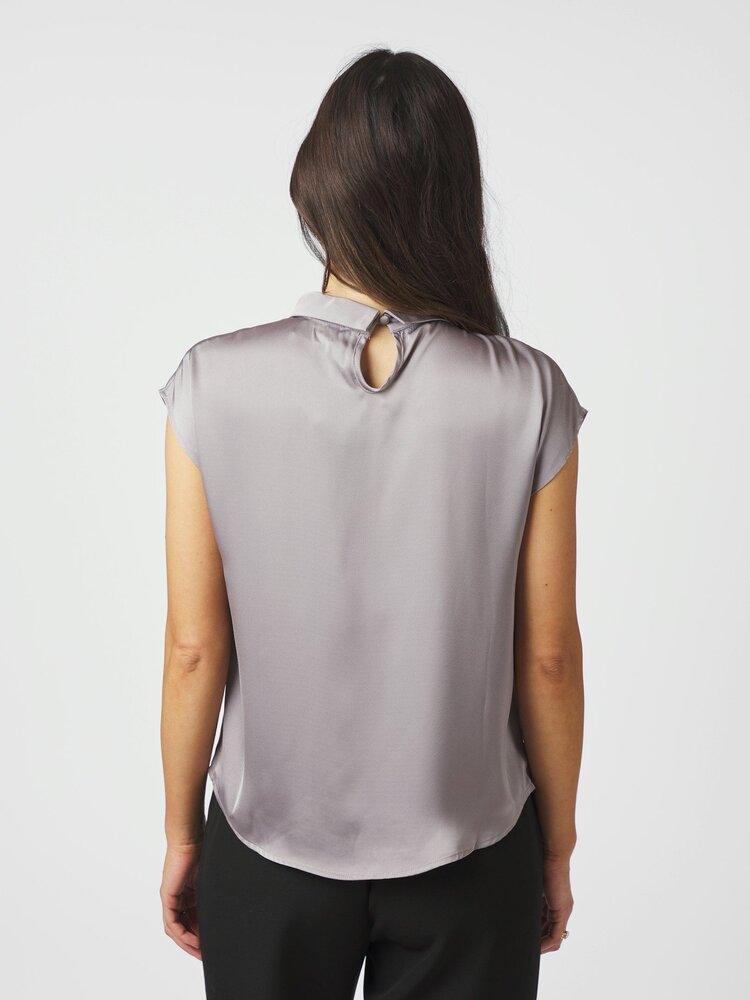 Neo Noir Fleur Drapy Satin Blouse Grey