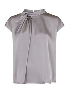 Neo Noir Fleur Drapy Satin Blouse Grey