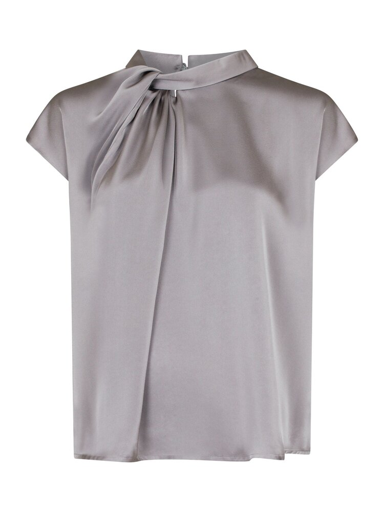 Neo Noir Fleur Drapy Satin Blouse Grey