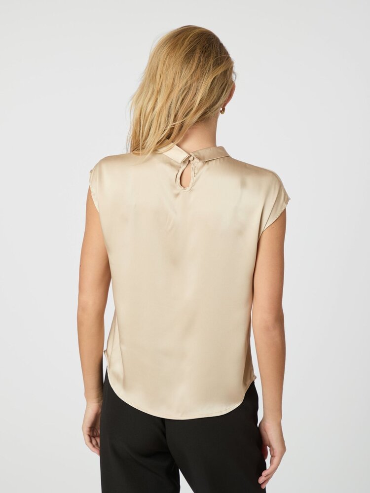 Neo Noir Fleur Drapy Satin Blouse Dark Sand
