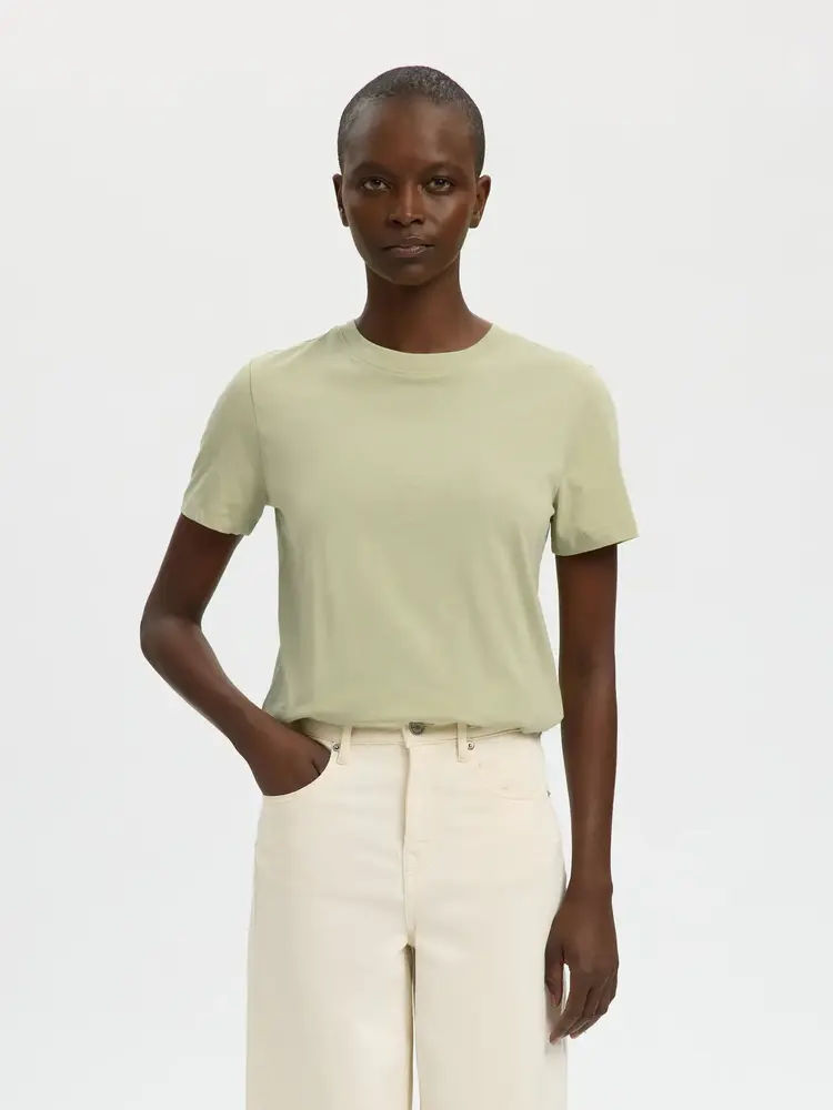 Selected Femme Myessential SS O-Neck Tee Noos Lint