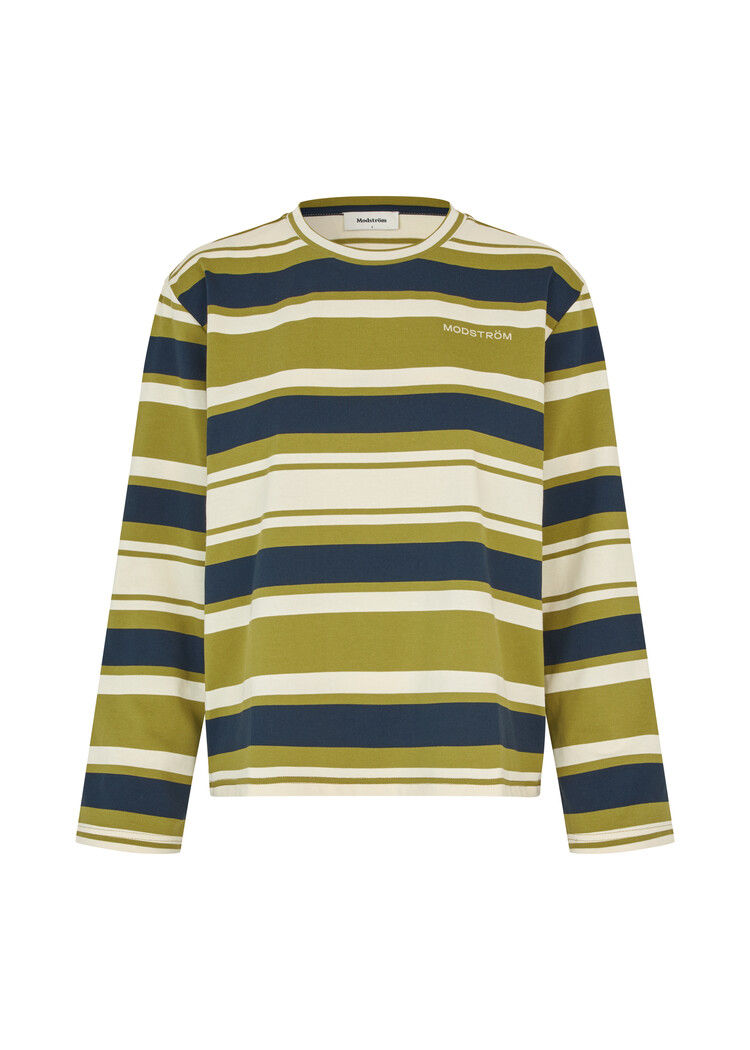 Modström UrbanMD Stripe LS T-Shirt Tarragon Navy Stripe
