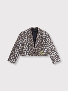 Alix The Label Ladies Woven Animal Cropped Blazer
