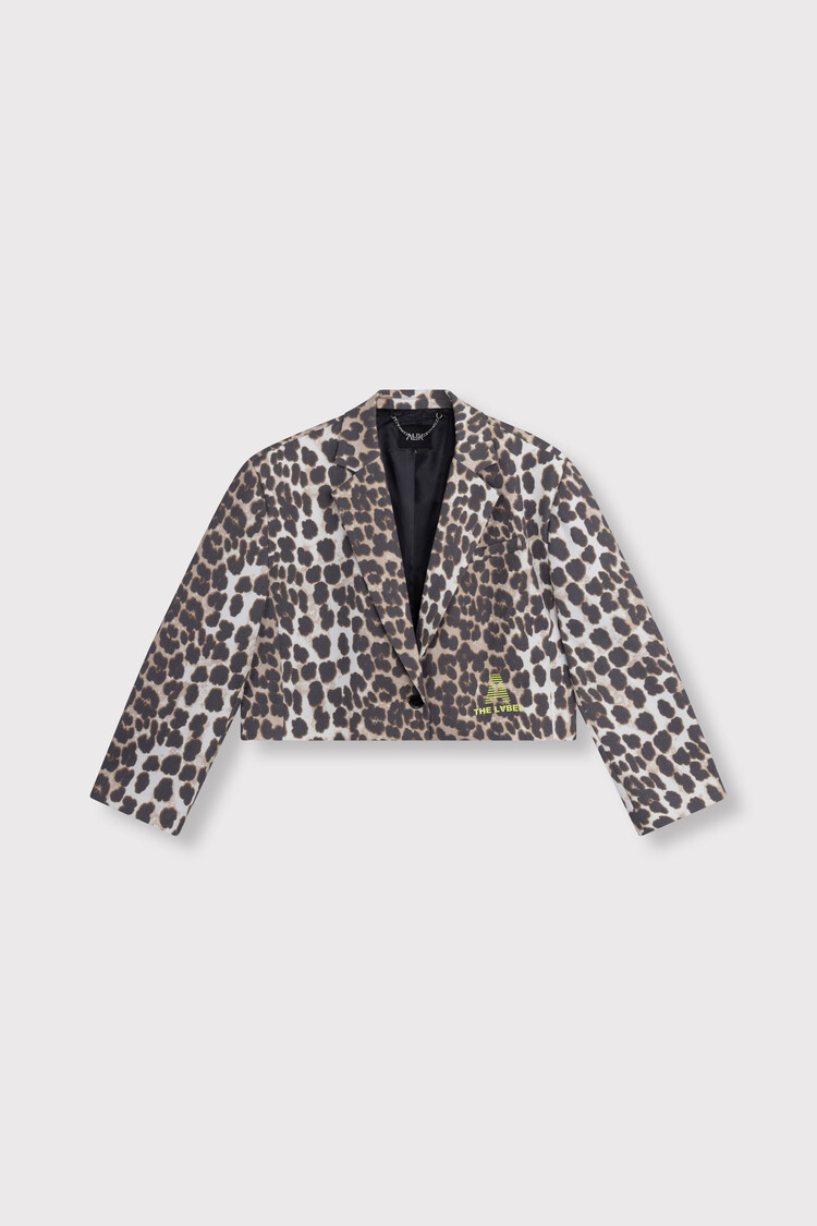 Alix The Label Ladies Woven Animal Cropped Blazer