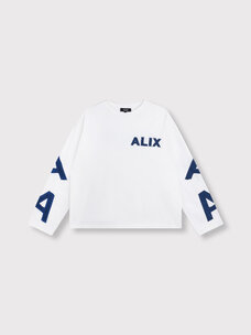 Alix The Label Ladies Knitted  Patch Longsleeve T-Shirt Soft White