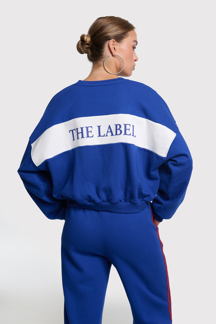 Alix The Label Ladies Knitted Logo Tape Sweater Royal Blue