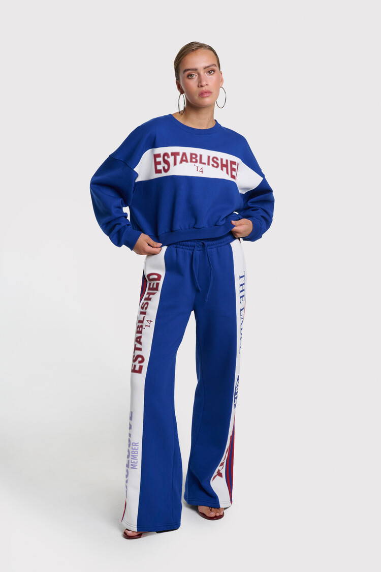 Alix The Label Ladies Knitted Logo Tape Sweater Royal Blue