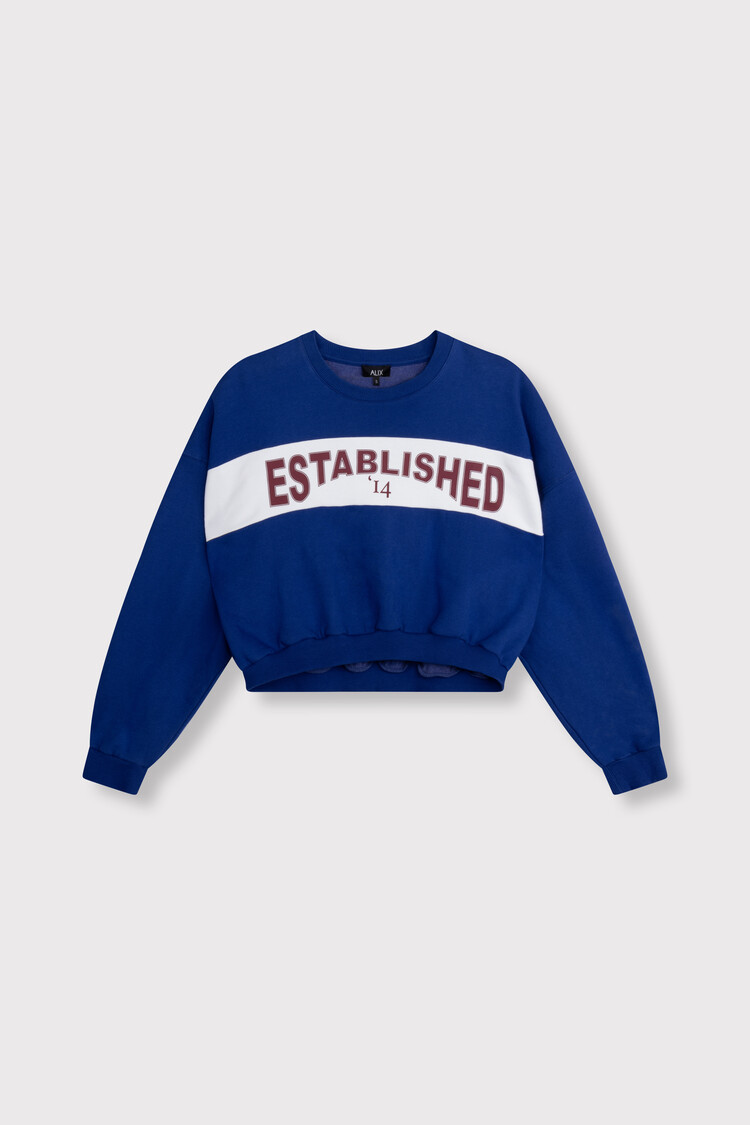 Alix The Label Ladies Knitted Logo Tape Sweater Royal Blue