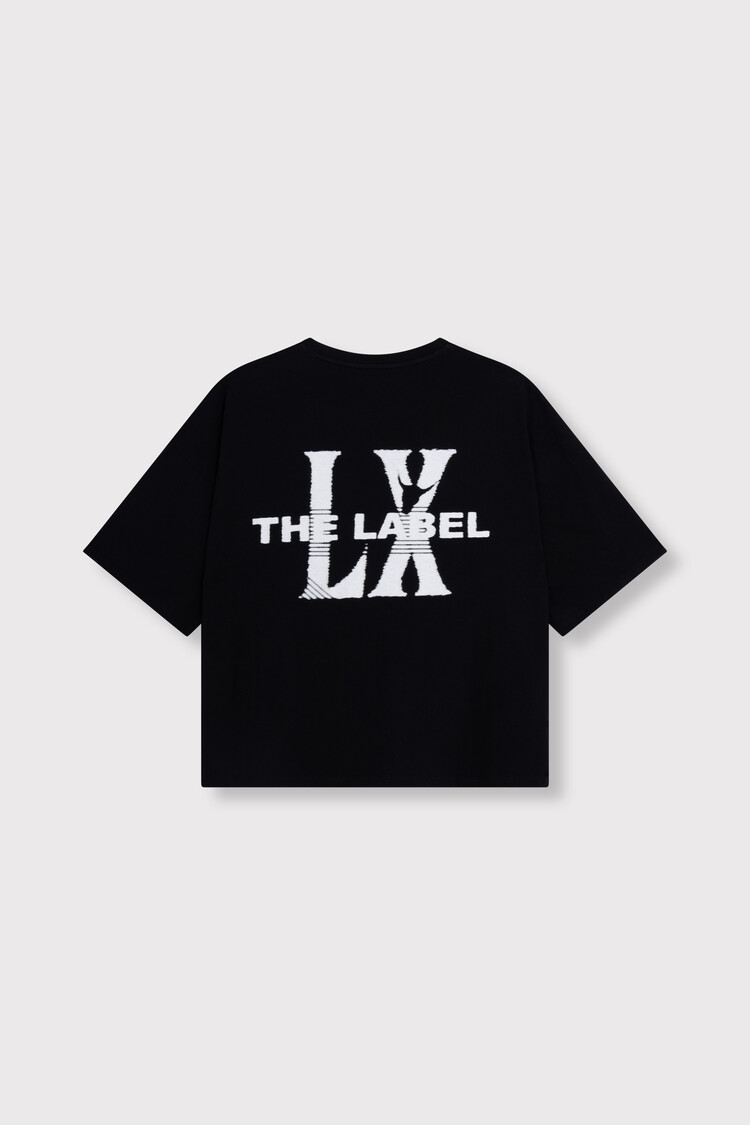 Alix The Label Ladies Knitted Faded LX T-Shirt Black
