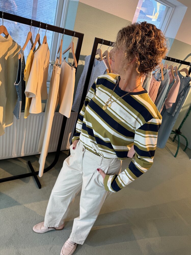 Modström UrbanMD Stripe LS T-Shirt Tarragon Navy Stripe