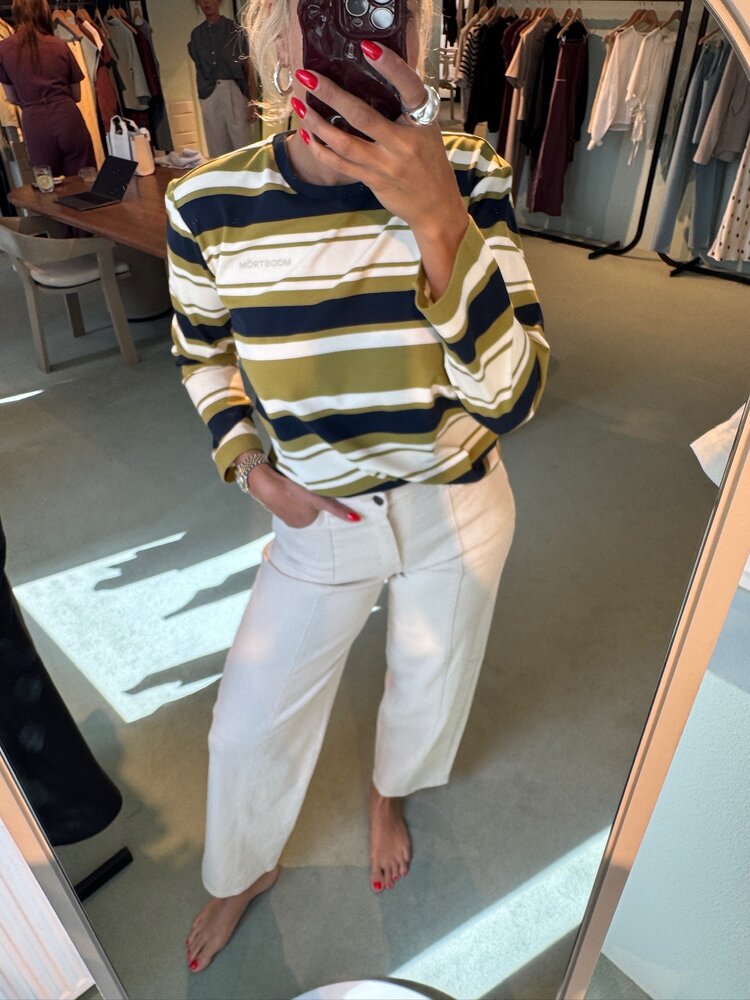 Modström UrbanMD Stripe LS T-Shirt Tarragon Navy Stripe