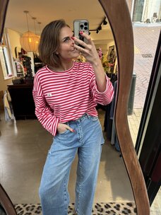 Just be Jolie Emma Stripe Top Pink Red