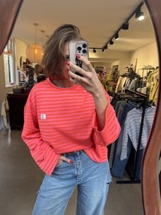 Just be Jolie Emma Stripe Top Pink Orange