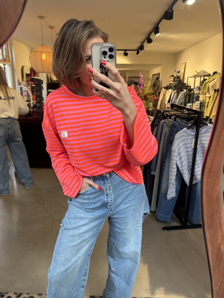 Just be Jolie Emma Stripe Top Pink Orange