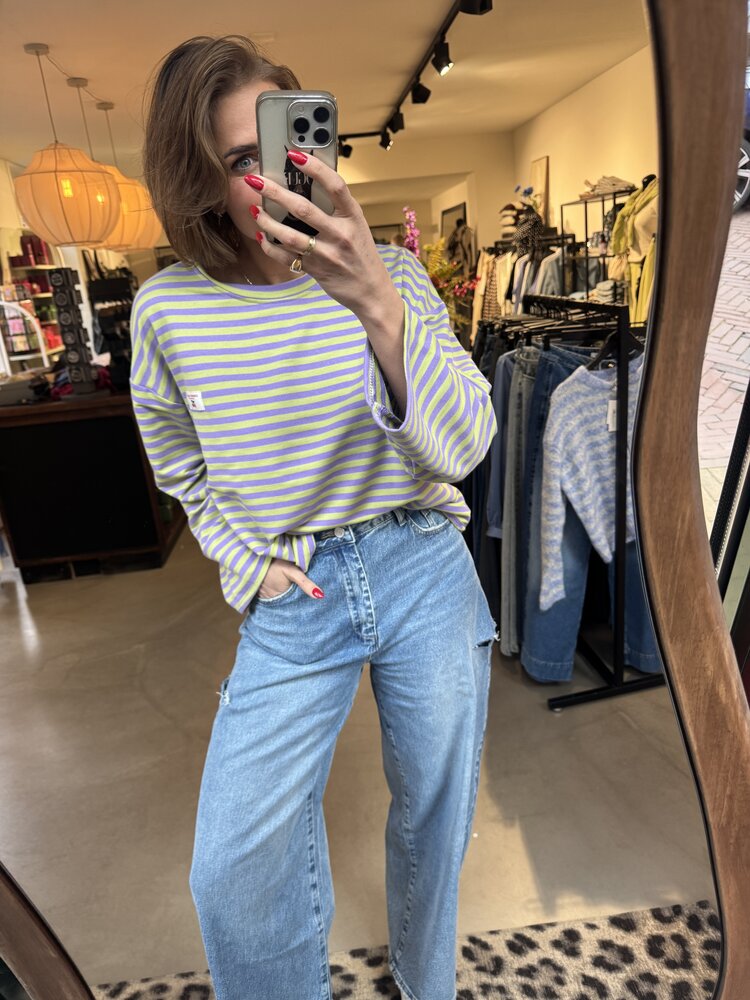 Just be Jolie Emma Stripe Top Purple Green