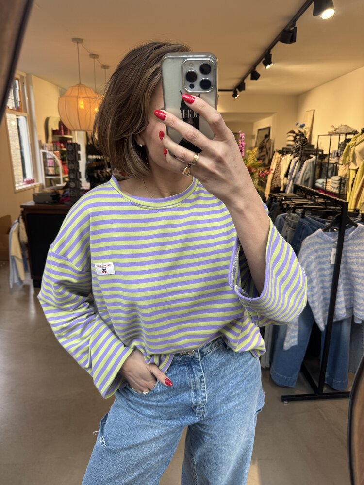 Just be Jolie Emma Stripe Top Purple Green