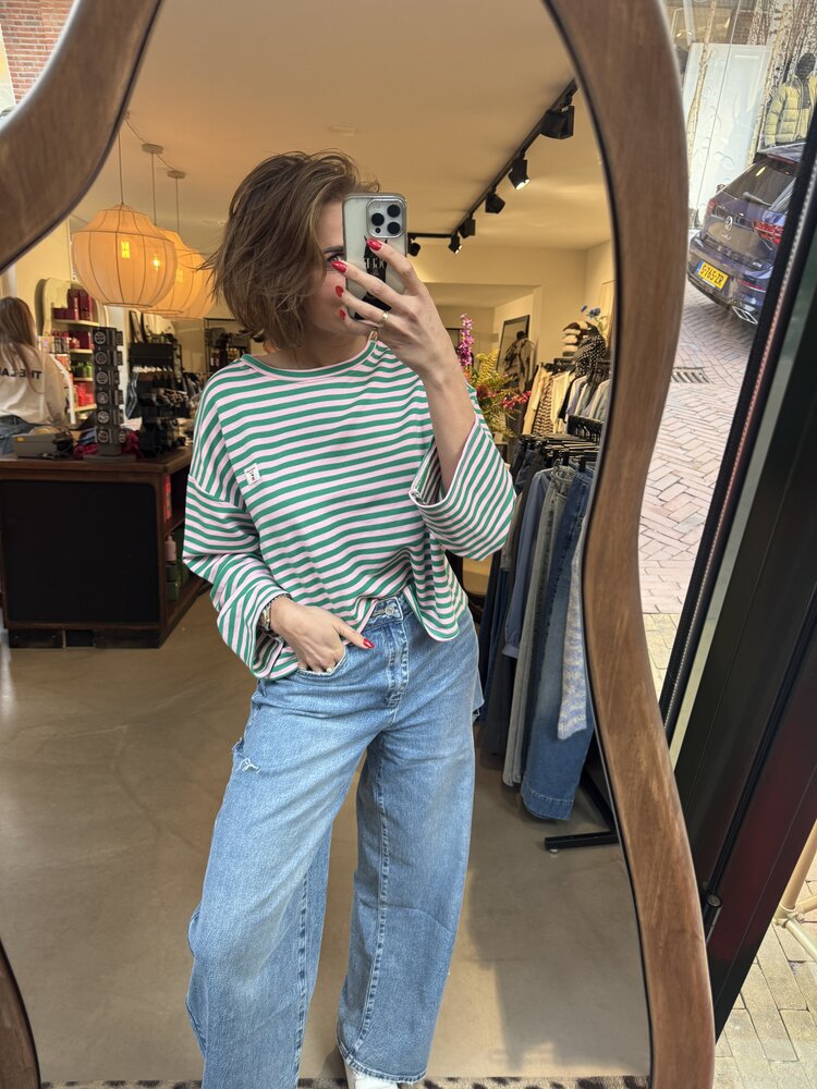 Just be Jolie Emma Stripe Top Pink Green