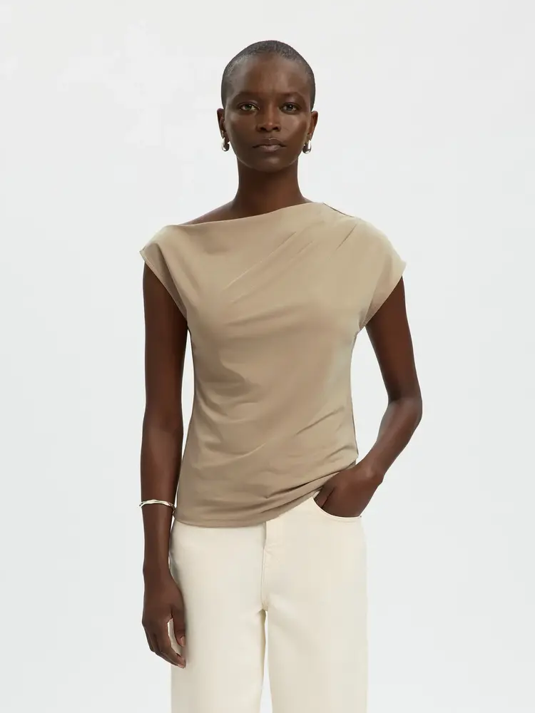 Selected Femme Molly SS Top Weathered Teak