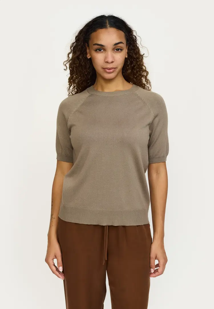 Soft Rebels Marla SS O-Neck Knit Greige