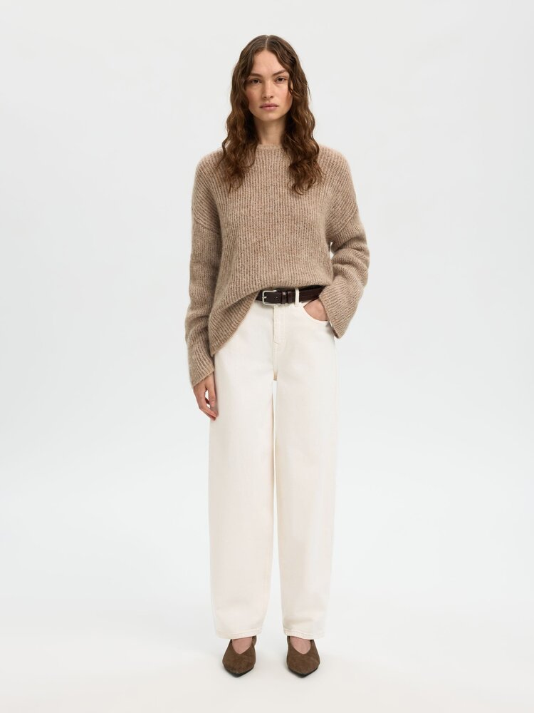 Selected Femme Barrel Ebba HW Jeans Egret