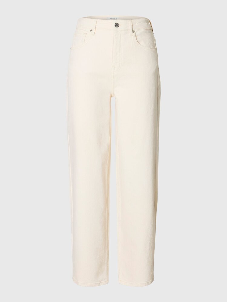 Selected Femme Barrel Ebba HW Jeans Egret