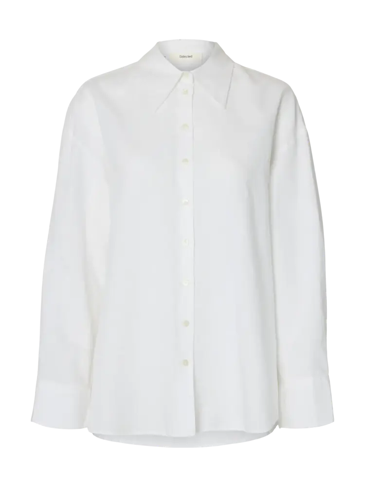 Selected Femme Cleo Oversize Linen Blend Shirt NOOS Bright White