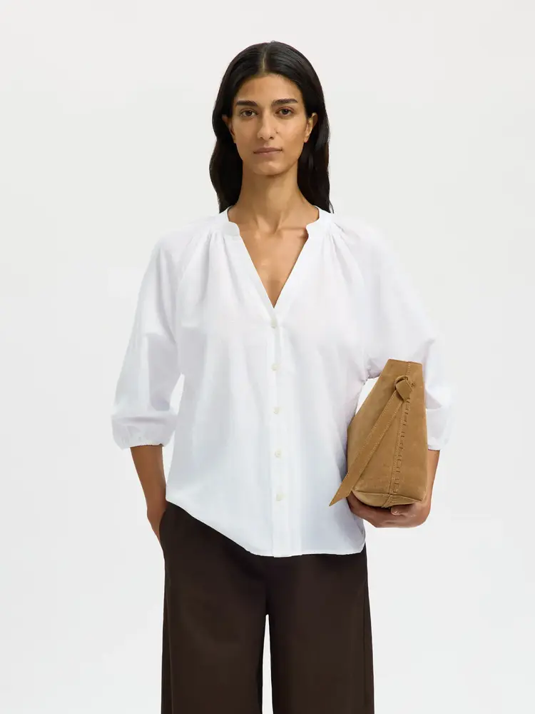 Selected Femme Cleo Alberta Linen Blend Shirt NOOS Bright White