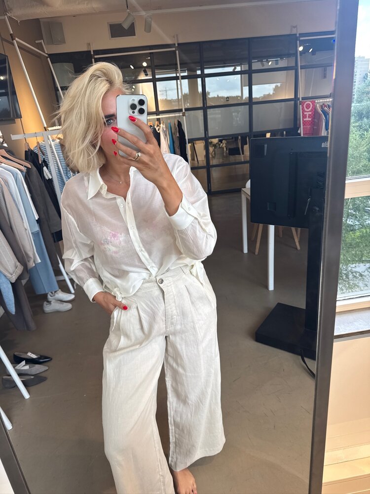 Selected Femme Cleo Oversize Linen Blend Shirt NOOS Bright White