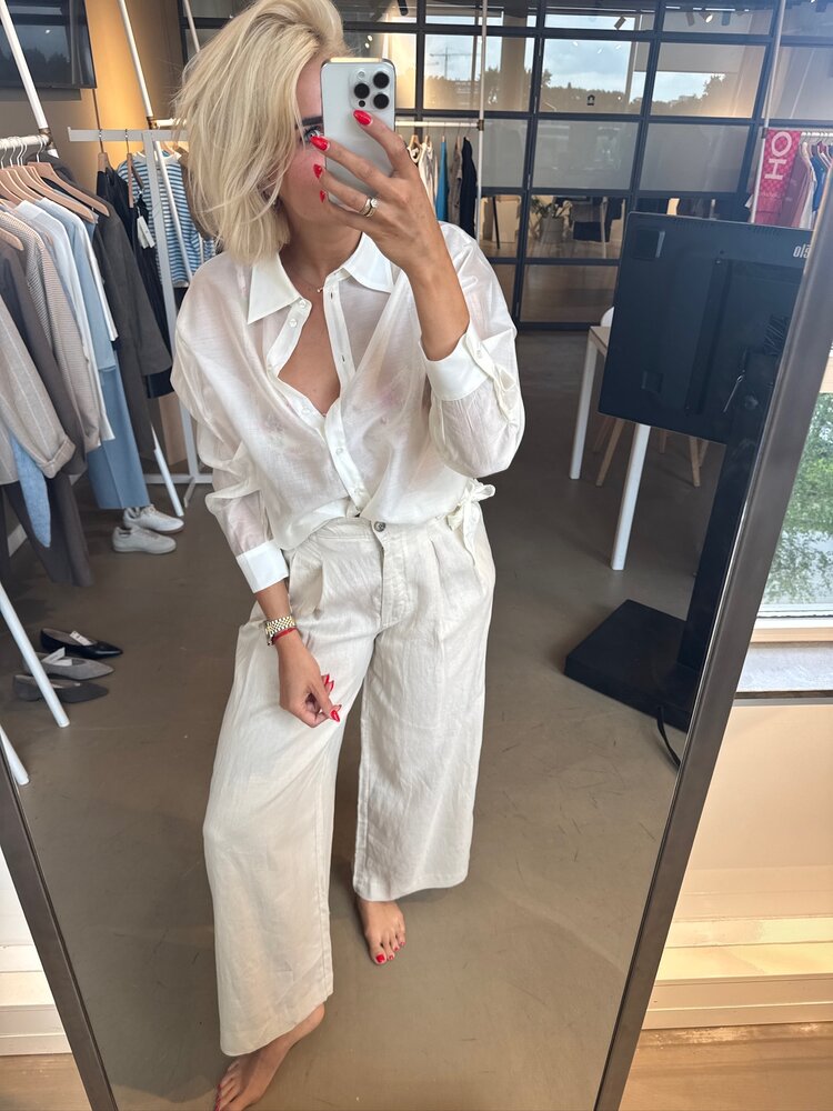 Selected Femme Cleo Oversize Linen Blend Shirt NOOS Bright White