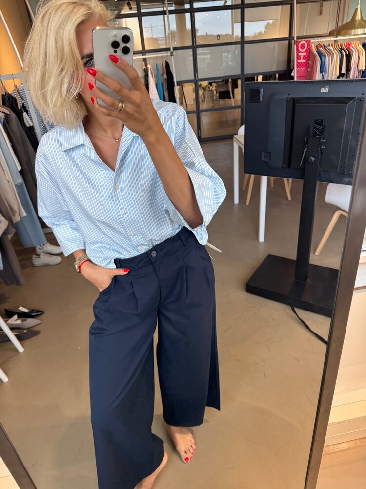 Selected Femme Extra Wide Mille MW Pant Dark Sapphire