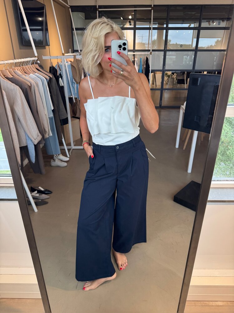 Selected Femme Extra Wide Mille MW Pant Dark Sapphire