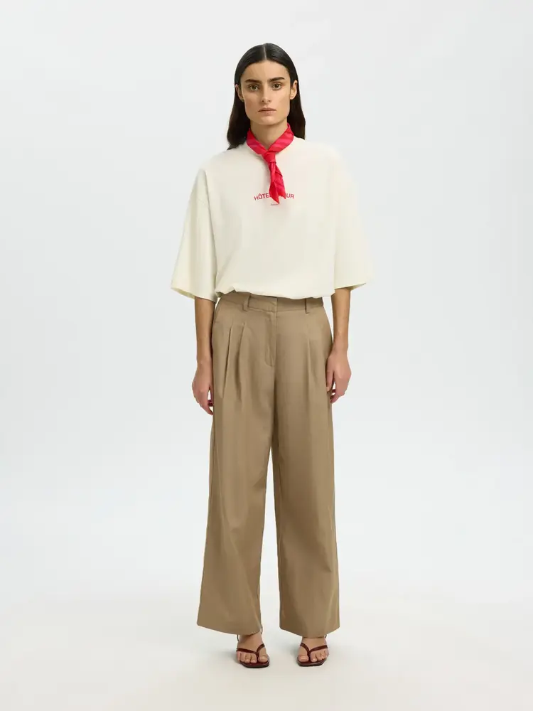 Selected Femme Boxy Lia SS Hotel Amour Tee Egret