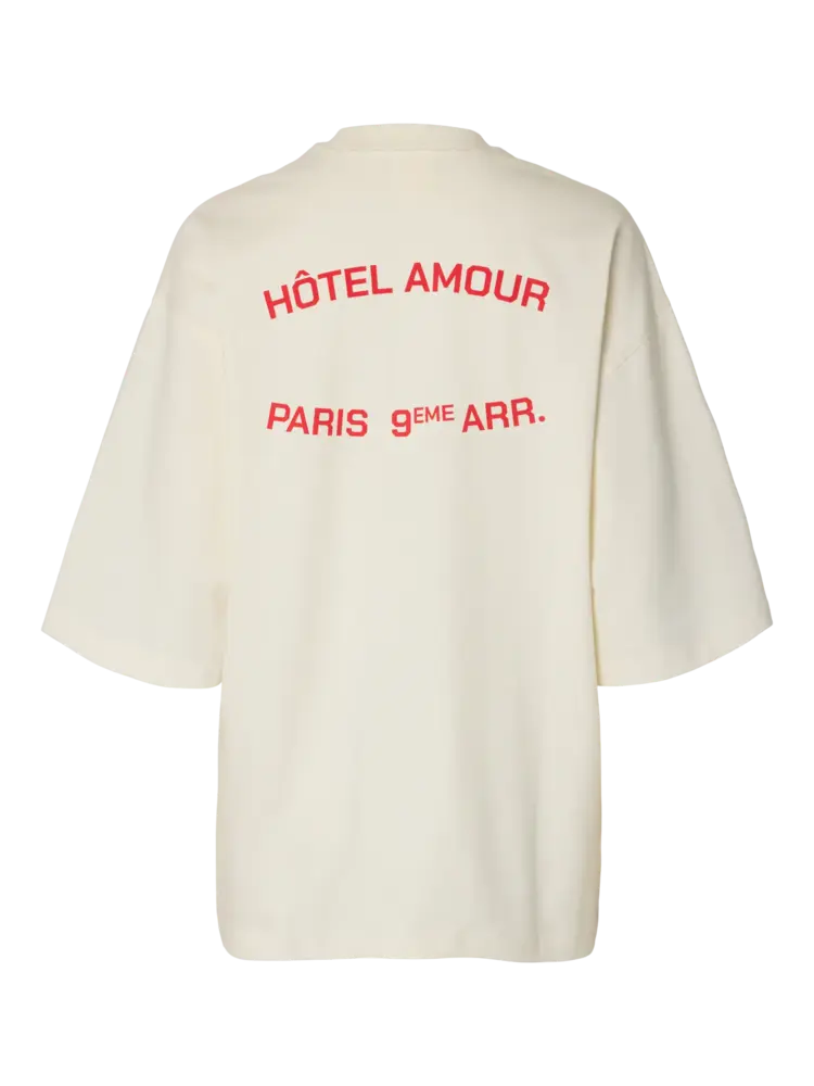 Selected Femme Boxy Lia SS Hotel Amour Tee Egret