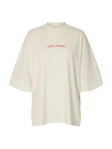 Selected Femme Boxy Lia SS Hotel Amour Tee Egret