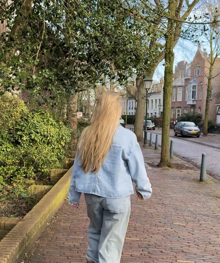 Just be Jolie Mila Bow Denim Jacket Blue