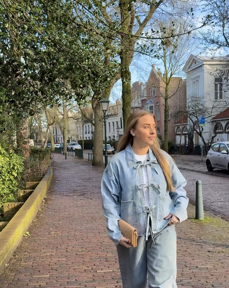 Just be Jolie Mila Bow Denim Jacket Blue