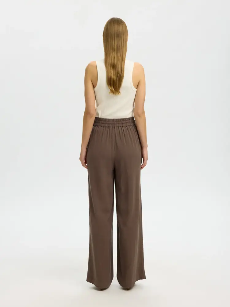 Selected Femme Viva-Gulia HW Long Sun Pant Noos Chocolate Chip