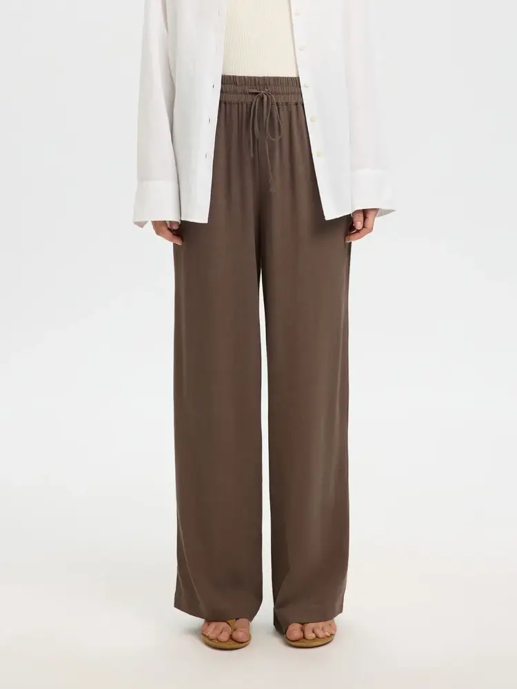 Selected Femme Viva-Gulia HW Long Sun Pant Noos Chocolate Chip