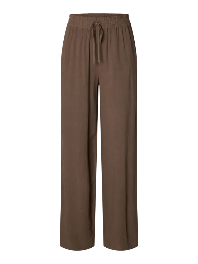 Selected Femme Viva-Gulia HW Long Sun Pant Noos Chocolate Chip