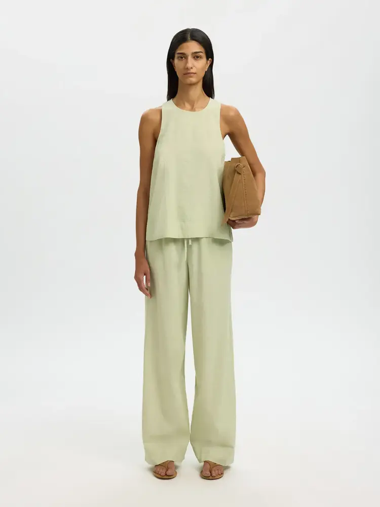 Selected Femme Luisa MW Wide Linen Blend Pant NOOS Lint