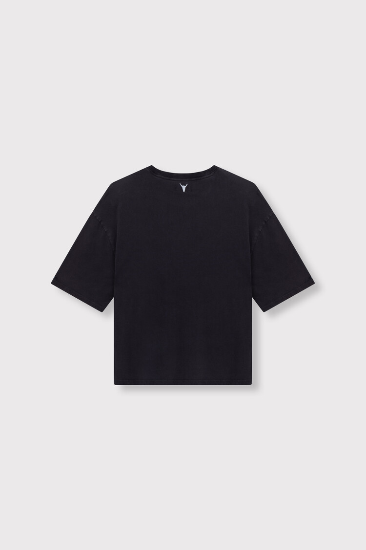 Haute L'Amitié Noma Acid Curve Logo Tee Black Acid Wash