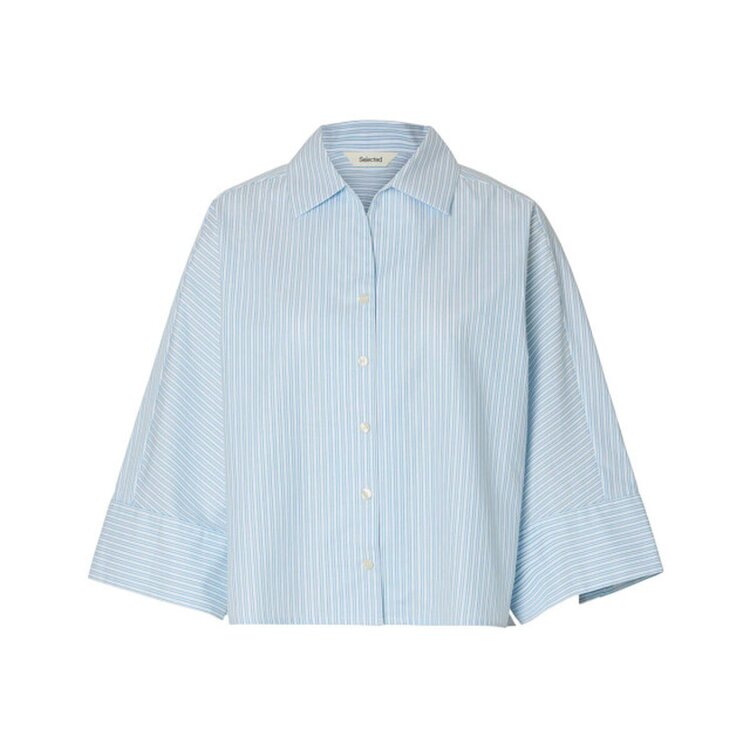 Selected Femme Esther Oversize 3/4 Shirt B Malibu Blue/Stripe