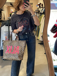 Alix The Label Ladies Knitted Band Shirt Charcoal Grey