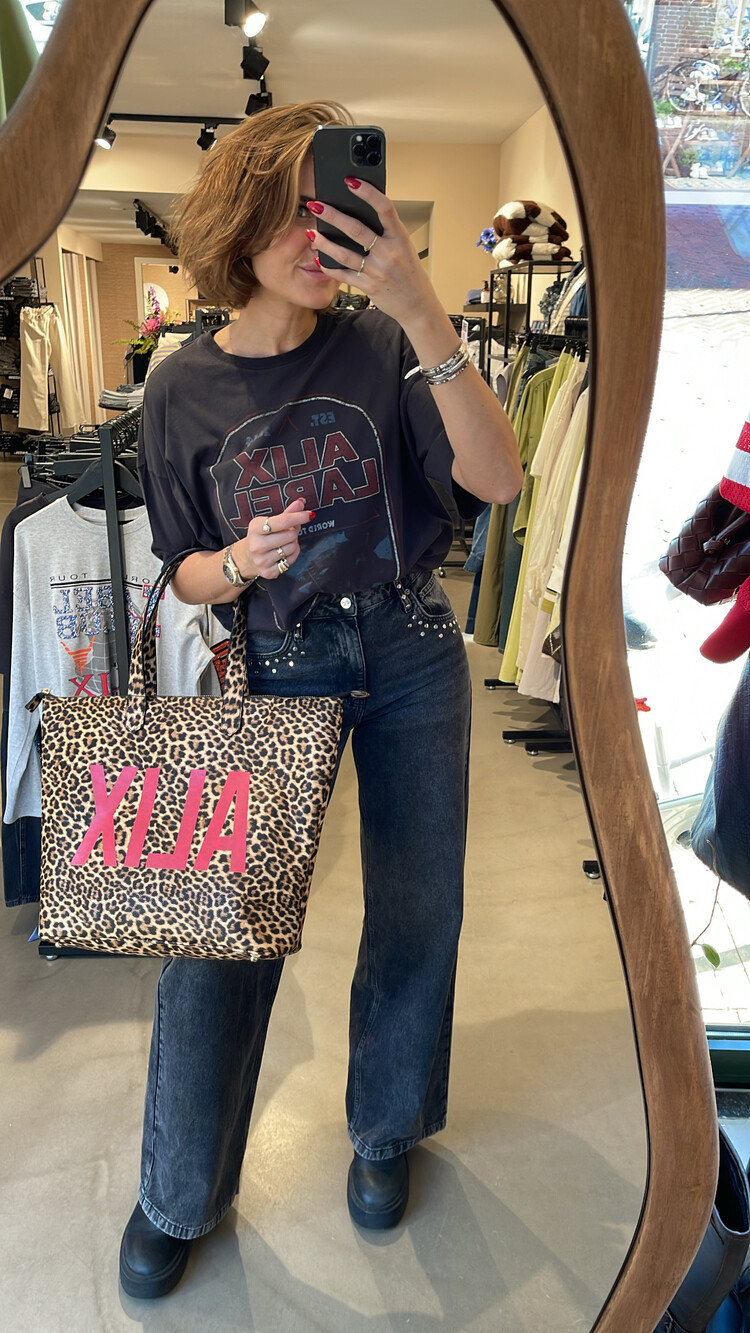 Alix The Label Ladies Knitted Band Shirt Charcoal Grey