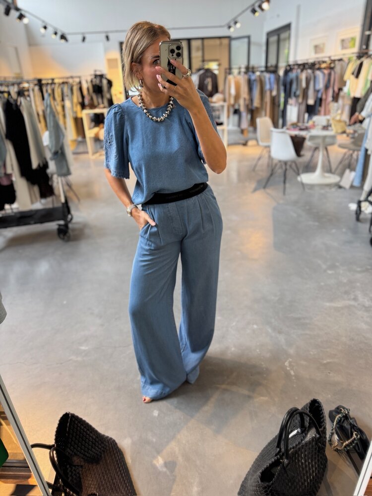Co'Couture TillyCC Logo Pant Denim Blue