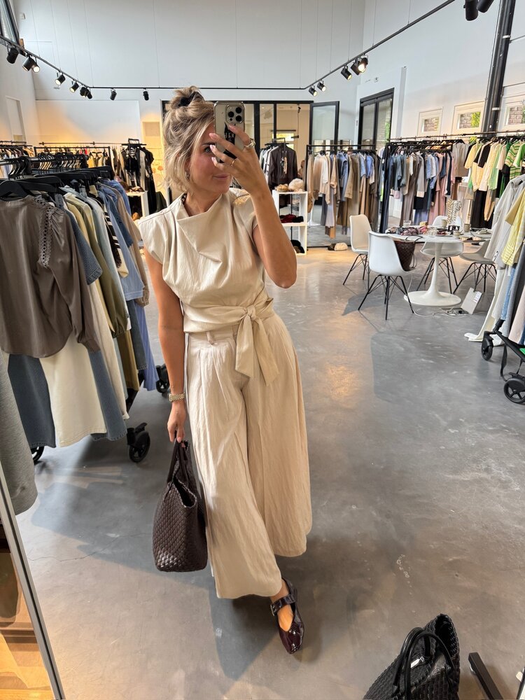 Co'Couture GittCC Pleat Top Bone